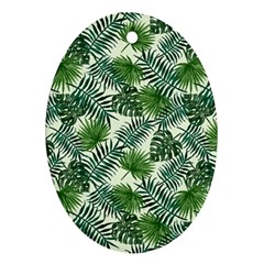 Leaves Tropical Wallpaper Foliage Oval Ornament (two Sides) by Pakrebo