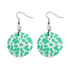 Botanical Motif Print Pattern Mini Button Earrings