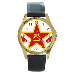 Roundel Of People s Liberation Army Air Force Round Gold Metal Watch by abbeyz71