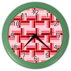 Burgundy Pattern Stripes Color Wall Clock