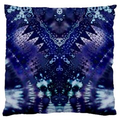 Blue Fractal Lace Tie Dye Large Flano Cushion Case (one Side) by KirstenStar