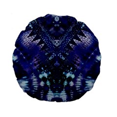 Blue Fractal Lace Tie Dye Standard 15  Premium Flano Round Cushions by KirstenStar