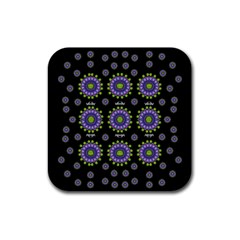 Lilies And Decorative Stars Of Freedom Rubber Coaster (square)  by pepitasart