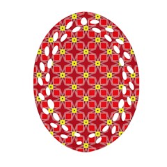 Red Yellow Pattern Design Oval Filigree Ornament (two Sides)