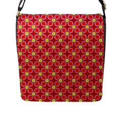 Red Yellow Pattern Design Flap Closure Messenger Bag (l)