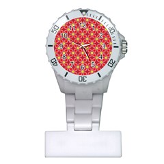 Red Yellow Pattern Design Plastic Nurses Watch