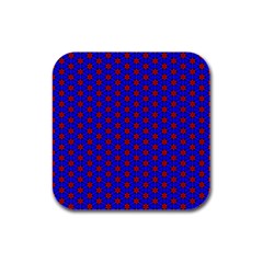 Blue Pattern Red Texture Rubber Square Coaster (4 Pack) 
