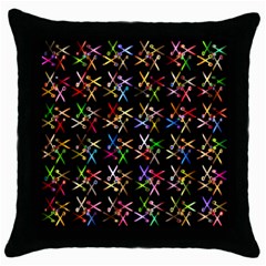 Scissors Pattern Colorful Prismatic Throw Pillow Case (black) by HermanTelo