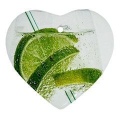 Lime Club Soda Drink Cocktail Heart Ornament (two Sides) by Pakrebo