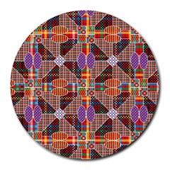 Decorated Colorful Bright Pattern Round Mousepads by Pakrebo