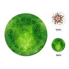 Pagan Mandala Seamless Tileable Green Playing Cards Single Design (round) by Pakrebo
