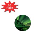 Snow Winter White Cold Weather Green Aurora 1  Mini Buttons (10 pack)  Front