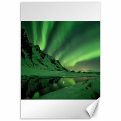 Snow Winter White Cold Weather Green Aurora Canvas 12  X 18  by Pakrebo