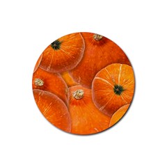 Pumpkin Halloween Fall Thanksgiving Rubber Round Coaster (4 Pack)  by Pakrebo