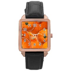 Pumpkin Halloween Fall Thanksgiving Rose Gold Leather Watch  by Pakrebo