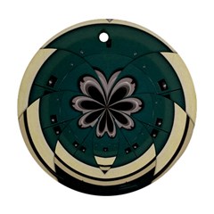 Green And White Pattern Ornament (round)