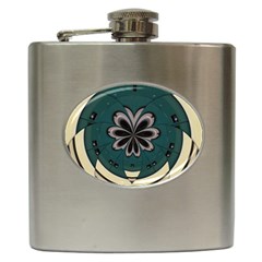 Green And White Pattern Hip Flask (6 Oz) by Pakrebo