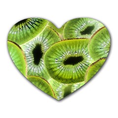 Sliced Kiwi Fruits Green Heart Mousepads by Pakrebo