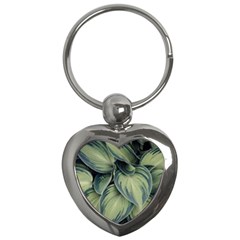 Closeup Photo Of Green Variegated Leaf Plants Key Chain (Heart)