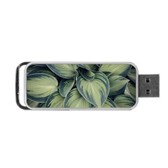 Closeup Photo Of Green Variegated Leaf Plants Portable USB Flash (Two Sides)