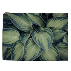 Closeup Photo Of Green Variegated Leaf Plants Cosmetic Bag (XXL)