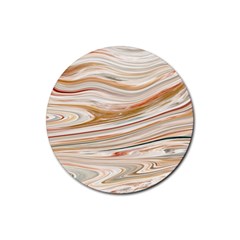 Brown And Yellow Abstract Painting Rubber Coaster (round)  by Pakrebo