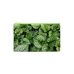 Green And White Leaf Plant Cosmetic Bag (xs) by Pakrebo