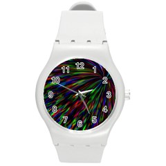 Explosion Fireworks Rainbow Round Plastic Sport Watch (m) by Bajindul