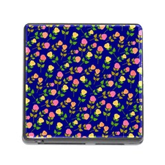 Flowers Roses Blue Memory Card Reader (square 5 Slot)