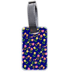 Flowers Roses Blue Luggage Tag (two Sides) by Bajindul