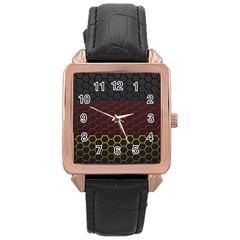 Germany Flag Hexagon Rose Gold Leather Watch  by HermanTelo