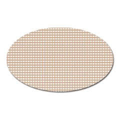 Gingham Check Plaid Fabric Pattern Grey Oval Magnet by HermanTelo