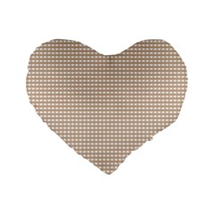 Gingham Check Plaid Fabric Pattern Grey Standard 16  Premium Heart Shape Cushions
