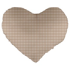 Gingham Check Plaid Fabric Pattern Grey Large 19  Premium Heart Shape Cushions