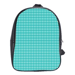 Gingham Plaid Fabric Pattern Green School Bag (xl)