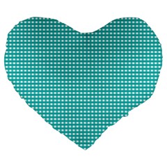 Gingham Plaid Fabric Pattern Green Large 19  Premium Flano Heart Shape Cushions