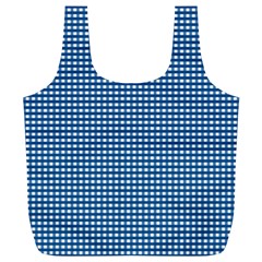 Gingham Plaid Fabric Pattern Blue Full Print Recycle Bag (xl) by HermanTelo