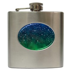 Background Blue Green Stars Night Hip Flask (6 Oz) by HermanTelo