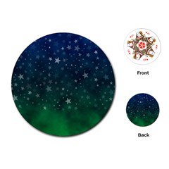 Background Blue Green Stars Night Playing Cards Single Design (round) by HermanTelo