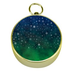 Background Blue Green Stars Night Gold Compasses
