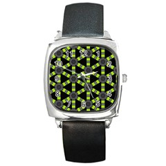 Backgrounds Green Grey Lines Square Metal Watch