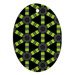 Backgrounds Green Grey Lines Oval Ornament (Two Sides)