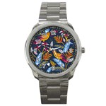 Colorful birds in nature Sport Metal Watch Front