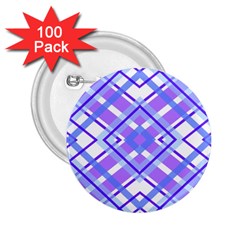 Geometric Plaid Purple Blue 2 25  Buttons (100 Pack) 