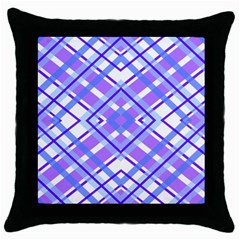 Geometric Plaid Purple Blue Throw Pillow Case (black)