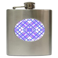 Geometric Plaid Purple Blue Hip Flask (6 Oz)