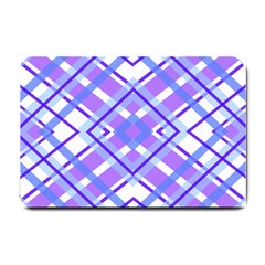 Geometric Plaid Purple Blue Small Doormat 