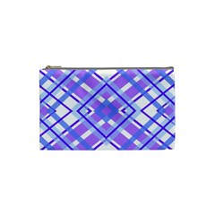 Geometric Plaid Purple Blue Cosmetic Bag (small)