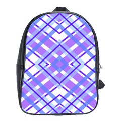 Geometric Plaid Purple Blue School Bag (large)