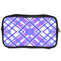 Geometric Plaid Purple Blue Toiletries Bag (two Sides)